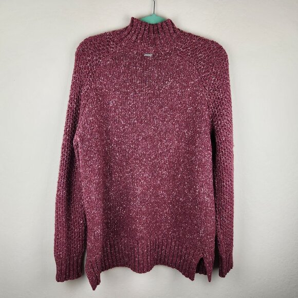 Prana Ibid Chunky Knit Wool Silk Blend Mockneck Tunic Sweater sz M - Picture 2 of 13